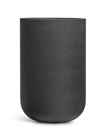 Кашпо TREEZ Effectory Granit Высокий округлый цилиндр Чёрный песок д-41, в-61 см
