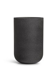 Кашпо TREEZ Effectory Granit Высокий округлый цилиндр Чёрный песок д-41, в-61 см