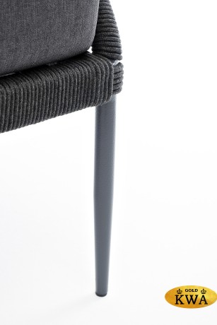 "Мадрид" кресло плетеное из роупа, каркас алюминий темно-серый (RAL7024) муар, роуп темно-серый круглый, ткань темно-серая 027