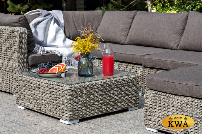 "Лунго" трансформирующийся диван из искусственного ротанга (гиацинт), цвет серый