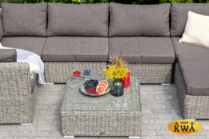 "Лунго" трансформирующийся диван из искусственного ротанга (гиацинт), цвет серый