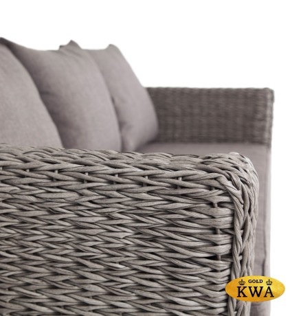 "Капучино" диван из искусственного ротанга (гиацинт) трехместный, цвет графит