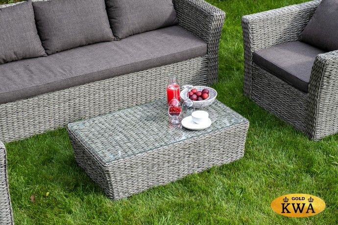 "Капучино" диван из искусственного ротанга (гиацинт) трехместный, цвет графит