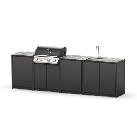 Уличная кухня с грилем Lounge C-117SG, 2.9 м, черный/серый каспий