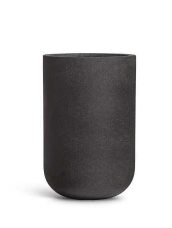 Кашпо TREEZ Effectory Granit Высокий округлый цилиндр Чёрный песок д-50, в-74 см