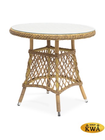 "Эспрессо" плетеный круглый стол, диаметр 80 см, цвет соломенный