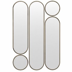 Deko mod.3 Gold Сет из 5-ти зеркал 35*160, 2х35*125 см, 2хØ35 см