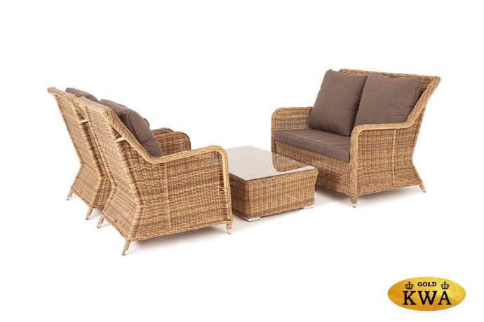 "Гляссе Сингл" лаунж-зона из искусственного ротанга, цвет соломенный