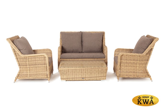 "Гляссе Сингл" лаунж-зона из искусственного ротанга, цвет соломенный