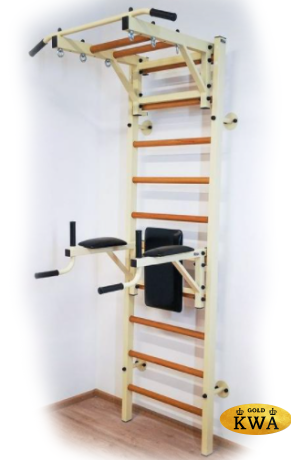 Шведская стенка комбинированная - КОМБИ - ТРДШН - БП (стенка + турник-рукоход из дерева с широким хватом навесной)