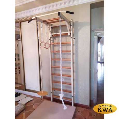 Шведская стенка комбинированная - КОМБИ - ТРДШН - БП (стенка + турник-рукоход из дерева с широким хватом навесной)