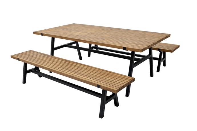 Обеденная группа из алюминия АЛЬТО со скамьями