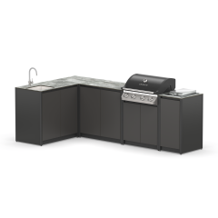 Угловая уличная кухня Lounge C-118SGP, 2.7x1.5 м, черный/серый каспий