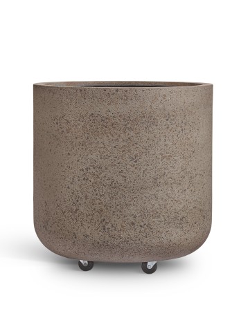 Кашпо TREEZ Effectory Granit Циилндрическая чаша Серый беж на колёсиках д-60, в-61 см