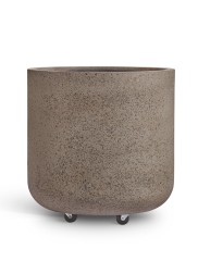 Кашпо TREEZ Effectory Granit Циилндрическая чаша Серый беж на колёсиках д-60, в-61 см