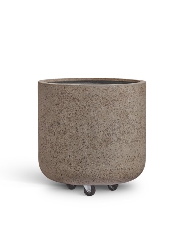 Кашпо TREEZ Effectory Granit Циилндрическая чаша Серый беж на колёсиках д-60, в-61 см