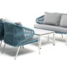 "Милан" лаунж-зона 4-местная плетеная из роупа (веревки), каркас алюминиевый светло-серый, роуп бирюзовый