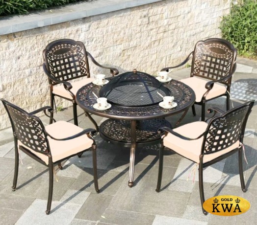 Комплект мебели из литого алюминия Vesuvius с мангалом