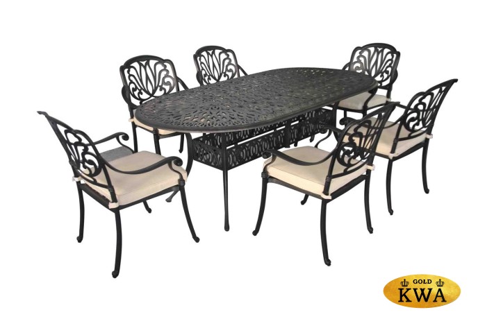 Обеденный садовый стол из литого алюминия Louis 214