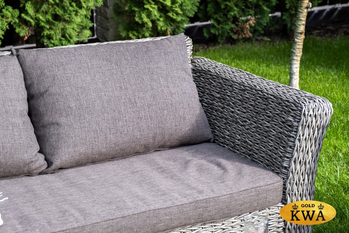 "Капучино" диван из искусственного ротанга (гиацинт) двухместный, цвет графит