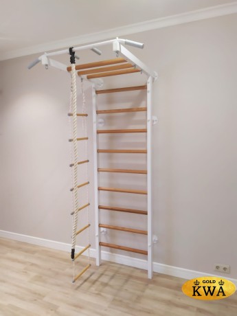 Шведская стенка комбинированная - КОМБИ - ТРДШС (стенка + турник-рукоход из дерева с широким хватом стационарный)