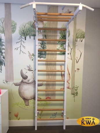 Шведская стенка комбинированная - КОМБИ - ТРДШС (стенка + турник-рукоход из дерева с широким хватом стационарный)