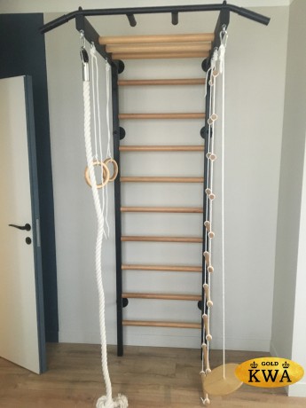 Шведская стенка комбинированная - КОМБИ - ТРДШС (стенка + турник-рукоход из дерева с широким хватом стационарный)