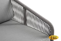 "Канны" левый модуль плетеный из роупа, каркас алюминий белый шагрень, роуп светло-серый круглый, ткань светло-серая