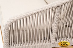 &quot;Канны&quot; диван 2-местный плетеный из роупа, основание дуб, роуп бежевый круглый, ткань бежевая 035