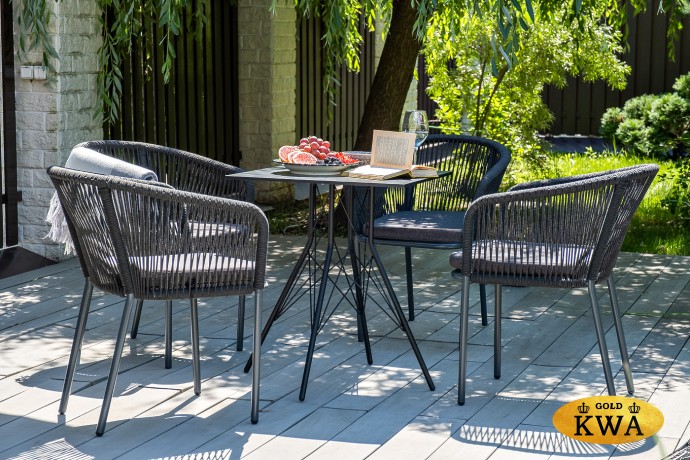 "Форли" обеденная группа на 4 персоны, квадратный стол, цвет "серый гранит"