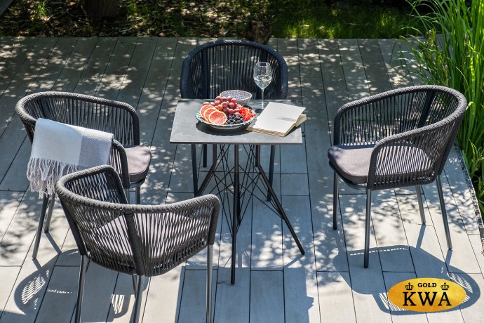 "Форли" обеденная группа на 4 персоны, квадратный стол, цвет "серый гранит"