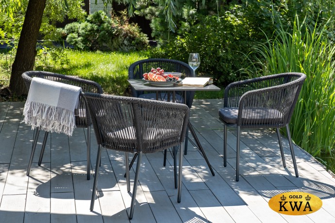 "Форли" обеденная группа на 4 персоны, квадратный стол, цвет "серый гранит"