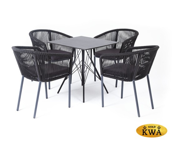 "Форли" обеденная группа на 4 персоны, квадратный стол, цвет "серый гранит"