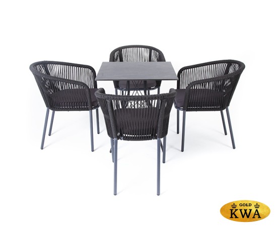 "Форли" обеденная группа на 4 персоны, квадратный стол, цвет "серый гранит"