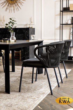 "Венето" обеденная группа на 4 персоны со стульями "Милан", каркас темно-серый, роуп темно-серый