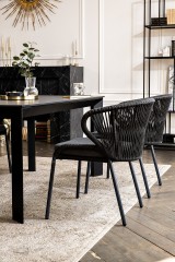 &quot;Венето&quot; обеденная группа на 4 персоны со стульями &quot;Милан&quot;, каркас темно-серый, роуп темно-серый