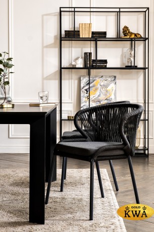 "Венето" обеденная группа на 4 персоны со стульями "Милан", каркас темно-серый, роуп темно-серый