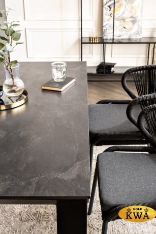 "Венето" обеденная группа на 4 персоны со стульями "Милан", каркас темно-серый, роуп темно-серый