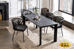 &quot;Венето&quot; обеденная группа на 4 персоны со стульями &quot;Милан&quot;, каркас темно-серый, роуп темно-серый