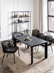 &quot;Венето&quot; обеденная группа на 4 персоны со стульями &quot;Милан&quot;, каркас темно-серый, роуп темно-серый