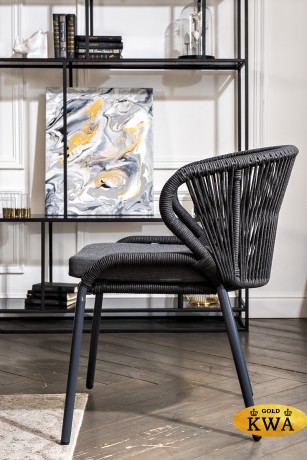 "Венето" обеденная группа на 4 персоны со стульями "Милан", каркас темно-серый, роуп темно-серый