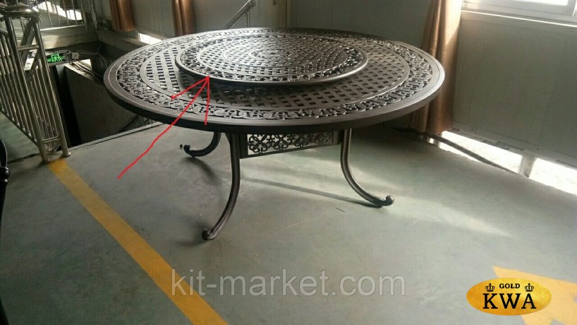 Круглый стол из литого алюминия Nice 180 с подносом