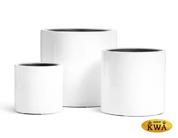 Кашпо TREEZ Effectory Gloss Цилиндр Белый глянцевый лак в-51 см, д-53 см