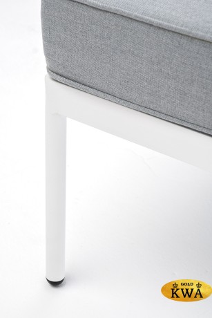 "Канны" угловой модуль плетеный из роупа, каркас алюминий белый шагрень, роуп светло-серый круглый, ткань светло-серая