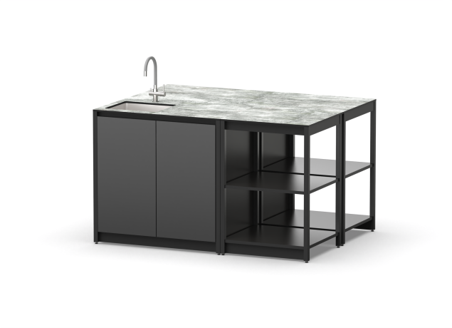 Остров кухонный уличный R-401S, 1.5 м, черный/серый каспий
