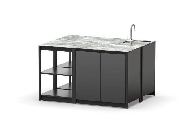 Остров кухонный уличный R-401S, 1.5 м, черный/серый каспий