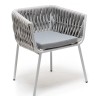 "Монако" стул плетеный из роупа, каркас алюминий светло-серый (RAL7035) муар, роуп светло-серый 40 мм, ткань светло-серая