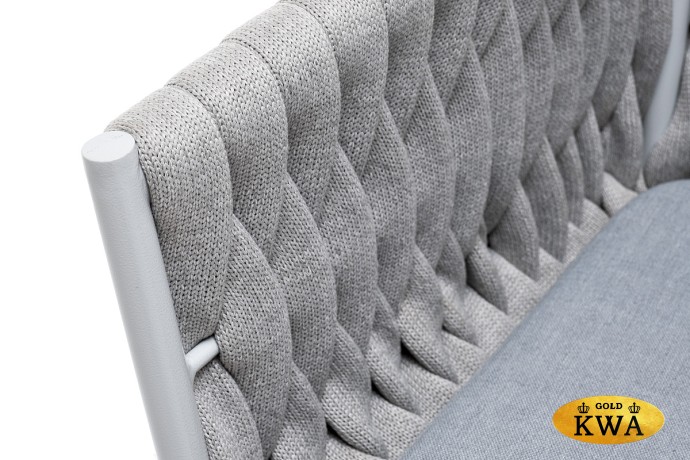 "Монако" стул плетеный из роупа, каркас алюминий светло-серый (RAL7035) муар, роуп светло-серый 40 мм, ткань светло-серая