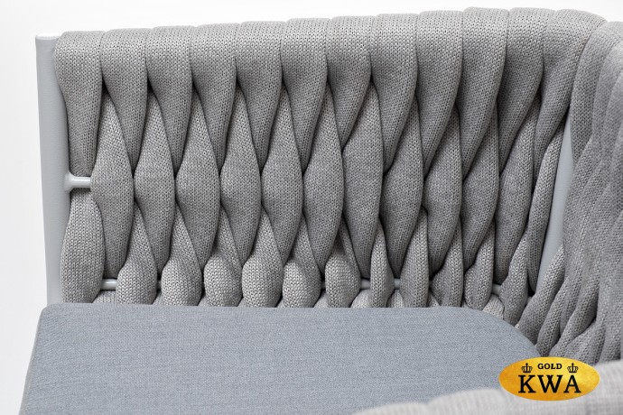 "Монако" стул плетеный из роупа, каркас алюминий светло-серый (RAL7035) муар, роуп светло-серый 40 мм, ткань светло-серая