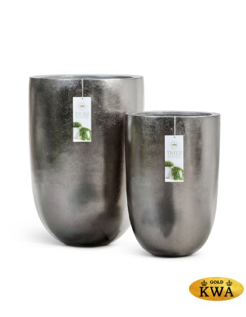 Кашпо TREEZ Effectory Metal Высокий конус-чаша Стальное серебро в-67, д-46 см